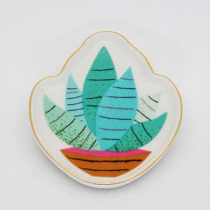 Wholesale cactus shape ceramic ring trinket dish jewelry display tray 