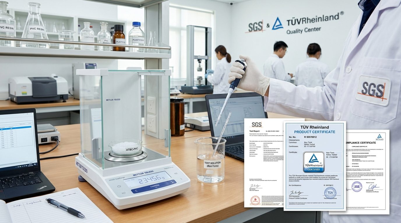 SGS and TUV lab certificates, chemical testing and balance