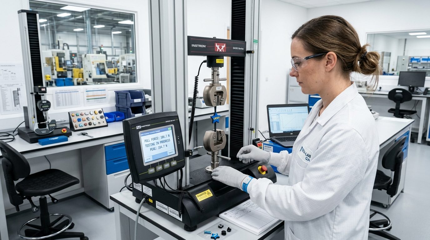 Shoe Charms 40N Pull-Strength Testing with digital gauge