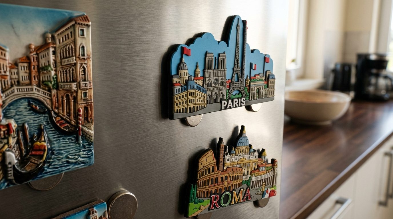 3D Souvenir Fridge Magnets Engineering on stainless refrigerator