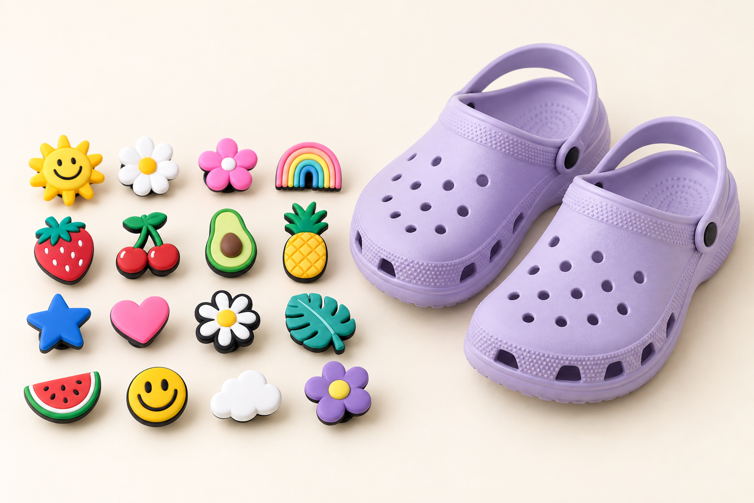 Streetwear Clog Charms Mounted on Footwear