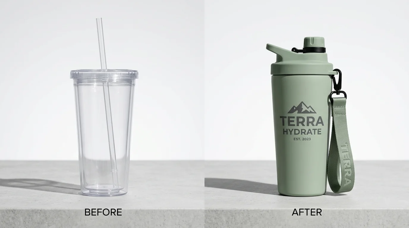 Before and After Drinkware Customization