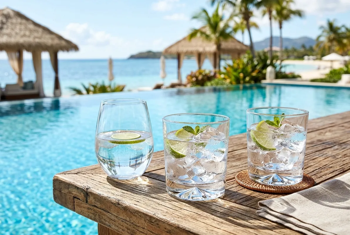 Shatterproof commercial poolside drinkware for resorts