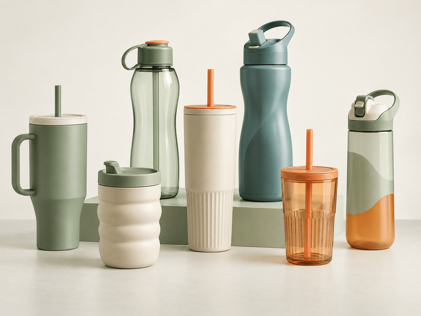 Distinctive reusable plastic drinkware collection